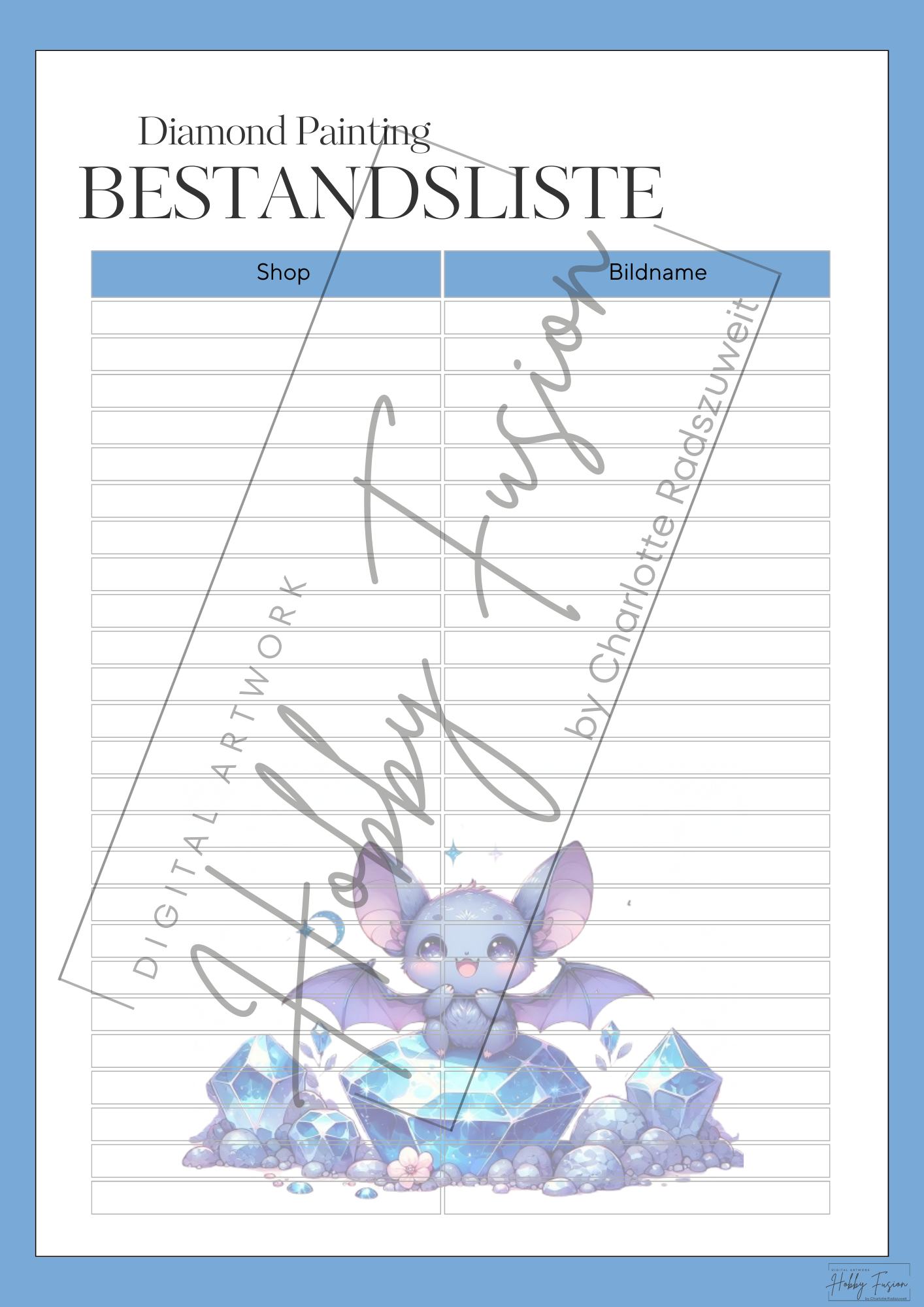 Geburtsstein September Tiki Bestandsliste Vorlage