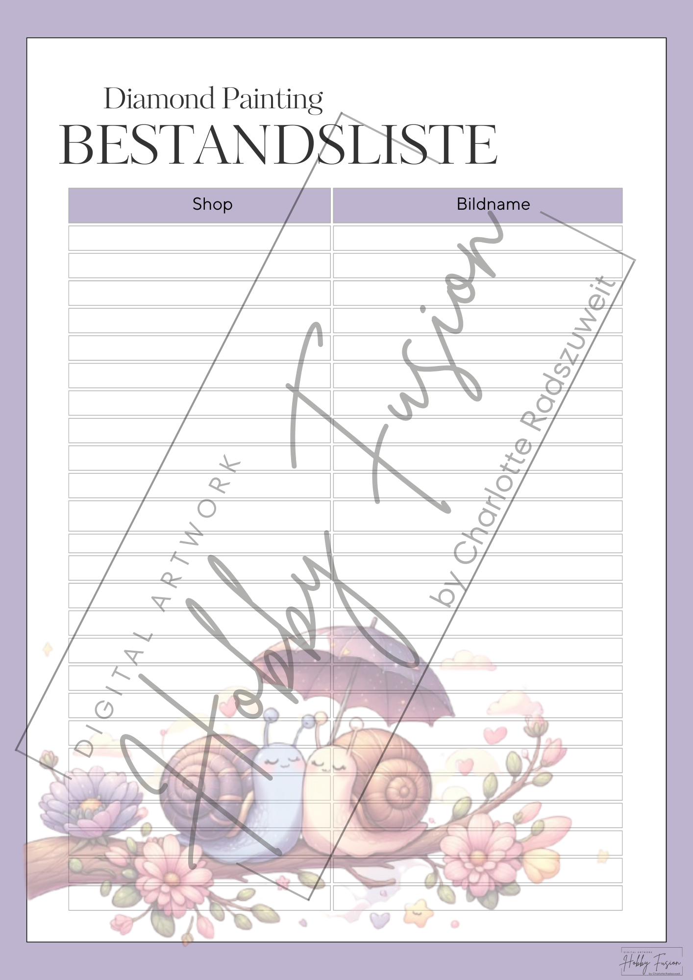 Schnecke Tiki Bestandliste