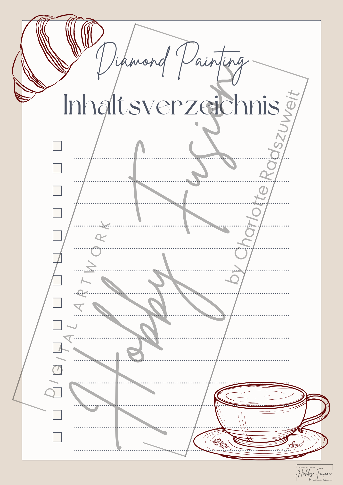 Kaffee Inhaltsverzeichnis Vorlage