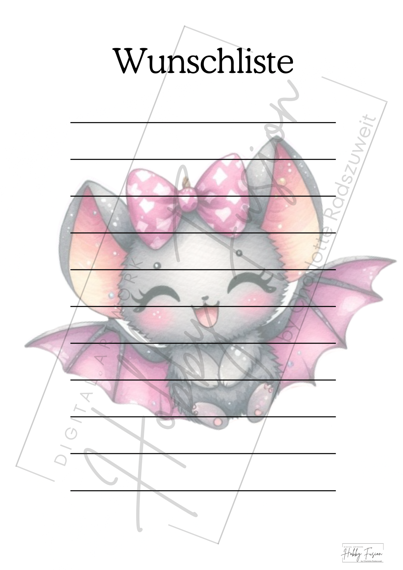 Fledermaus Tiki Wunschliste Vorlage